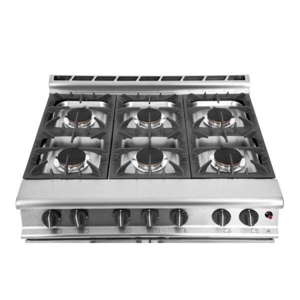 Falcon 6 Burner Dominator Plus Gas Oven Range G3101 with Castors burner view iconic catering