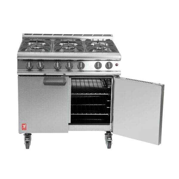 Falcon 6 Burner Dominator Plus Gas Oven Range G3101 with Castors door open iconic catering