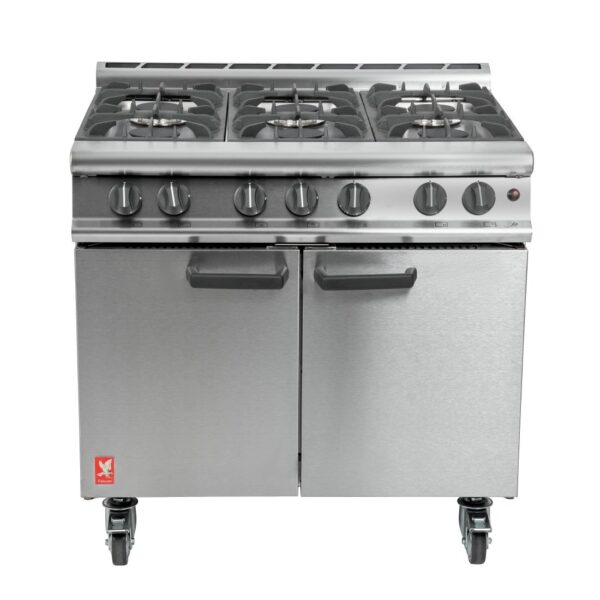 Falcon 6 Burner Dominator Plus Gas Oven Range G3101 with Castors front view iconic catering